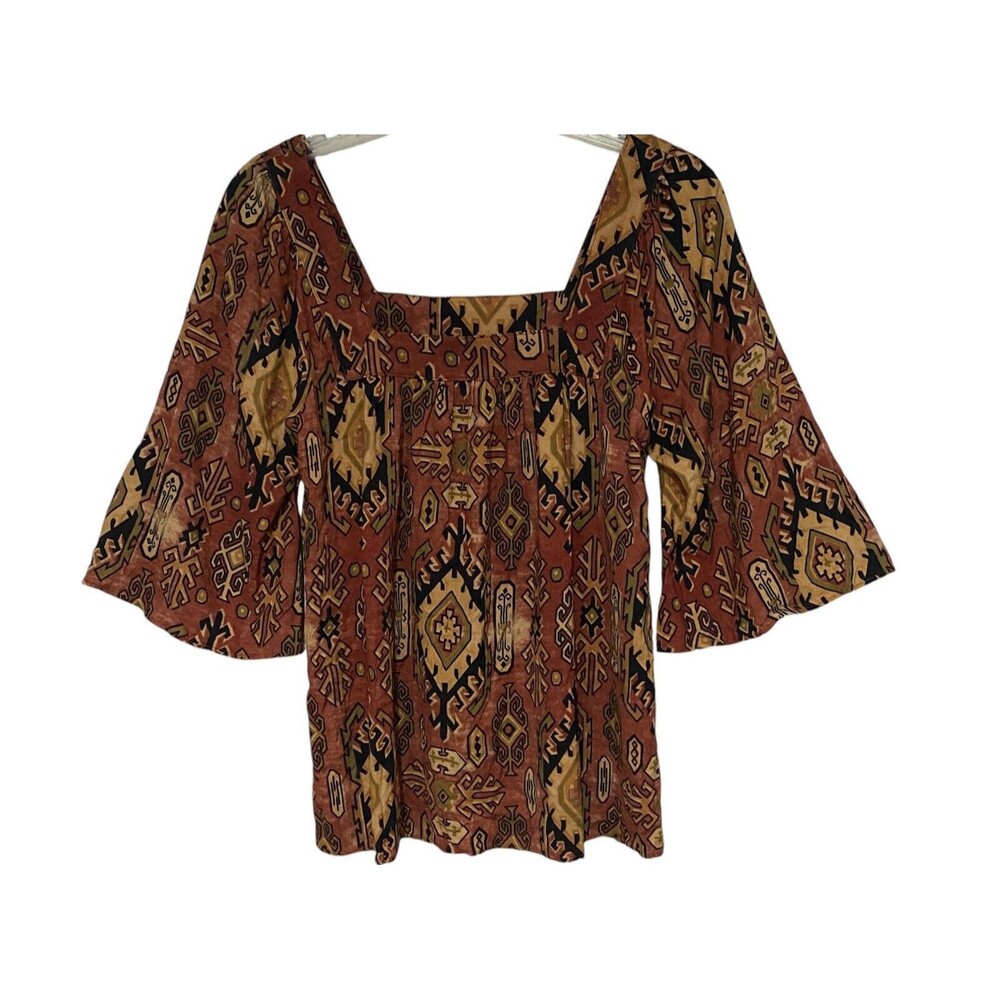 NWT Revolve Chaser Square Neck Tulip Back Peasant Blouse Vintage Tapestry Size M